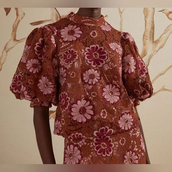 FARM Rio Tops - Farm Rio Gigi Tapestry Guipure Blouse NWT Size XL